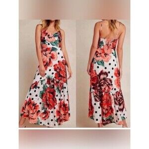 colorblock printed maxi dress farm rio FARM Rio Multicolor Embroidery Sleeveless Midi Dress